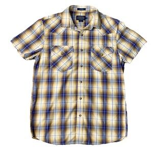 PENDLETON Plaid Shirt Men's Medium Short Sleeve Frontier Pearl Snap Western